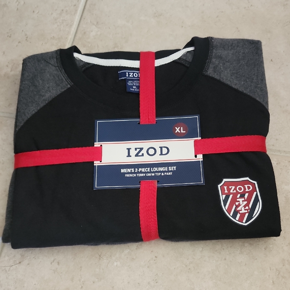 Izod Black and Gray Men's 2 Piece Lounge Set - PAJAMAS